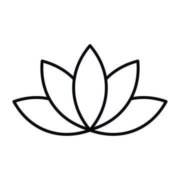 recommend clip art: Lotus flower black line icon.Logo Symbol for eco, beauty, zen, spa, yoga, massage, medical companies. Blooming lotus flower outline icon isolated on white background, vector illustration EPS 10.