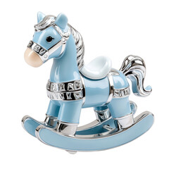 Naklejka premium Dreamy Blue Baby Rocking Horse with Silver Accents