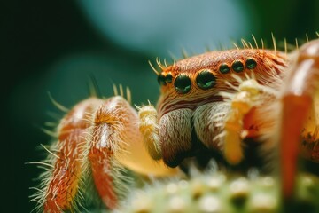 A close-up view of a spider sitting on a plant leaf