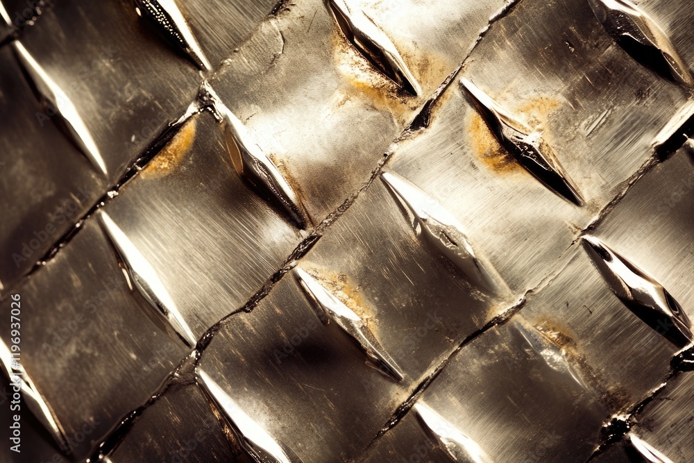 Poster close-up view of a metallic surface with texture and imperfections