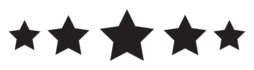 Set of five star icon collection. black star symbol. Vector Illustration. Black Stars rating icon set, five star rating, Vector illustration. Five stars icon Vector. Five stars customer product rating