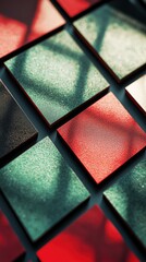 Geometric abstract bold color blocks on matte white surface