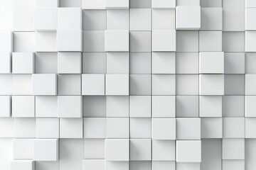 Modern textured wall composed of varying white cubes arranged in a grid pattern