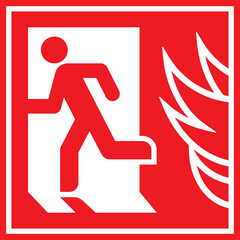 Running man and exit door sign. Emergency exit. Escape help evacuation icon. Firealarm concept