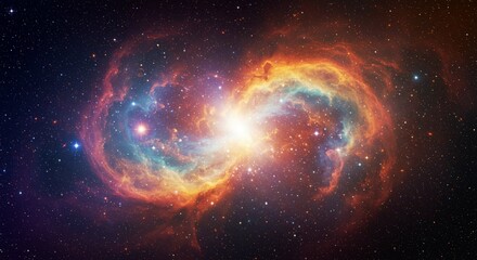 Obraz premium Cosmic Nebula Infinity Symbol Stellar Collision Galaxy Space Background