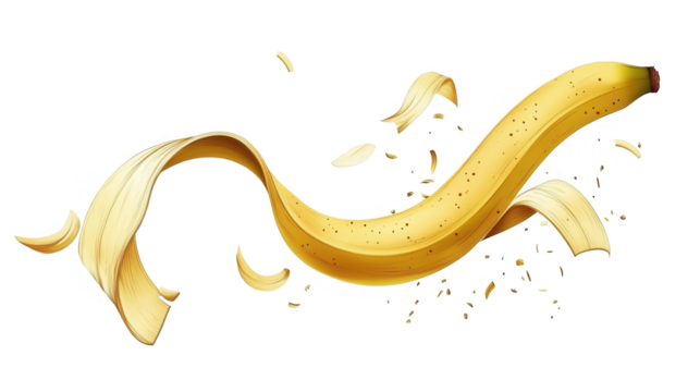 April Fools’ Day Vector Design of a Cartoon Banana, transparent background, isolated on white, PNG file