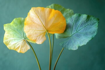 A close-up shot of a plant with leaves in a decorative vase, suitable for interior design or nature-themed projects
