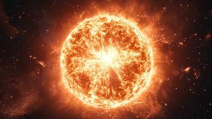 Obraz premium A glowing image of Earth surrounded by bright sunlight and a vast starry background.