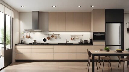 Modern kitchen interior 3d rendering