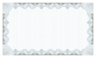 Diploma certificate. Guilloche frame for gift voucher certificate, coupon and cheque, banknote. Security paper with guilloche pattern. Blank diploma template with editable stroke vector