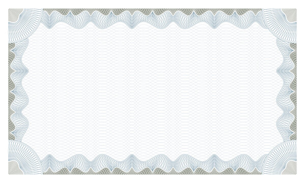 Diploma certificate. Guilloche frame for gift voucher certificate, coupon and cheque, banknote. Security paper with guilloche pattern. Blank diploma template with editable stroke vector