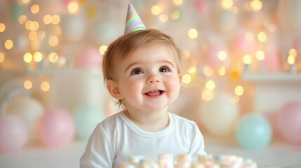 Fototapeta premium Happy baby's first birthday party