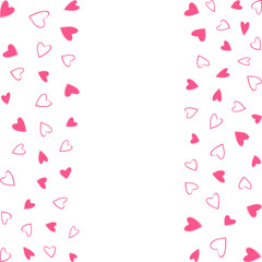 Hand drawn hearts shape Double side Abstract Vertical Frame border. Greeting Copyspace Template idea