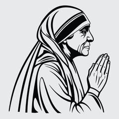 Mother taresa image silhouette vector art and illustration