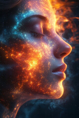 A depiction of psychic energy fields surrounding individuals, with flowing lines and ethereal colors illustrating their presence,