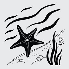Starfish image silhouette vector art and illustration