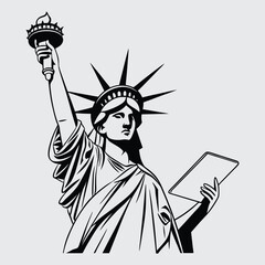 Fototapeta premium Statue of liverty image silhouette vector art and illustration