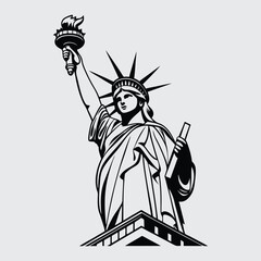 Statue of liverty image silhouette vector art and illustration