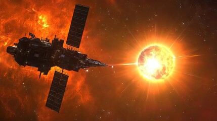 Naklejka premium A stunning space backdrop of the sun shining brightly behind Earth's silhouette.