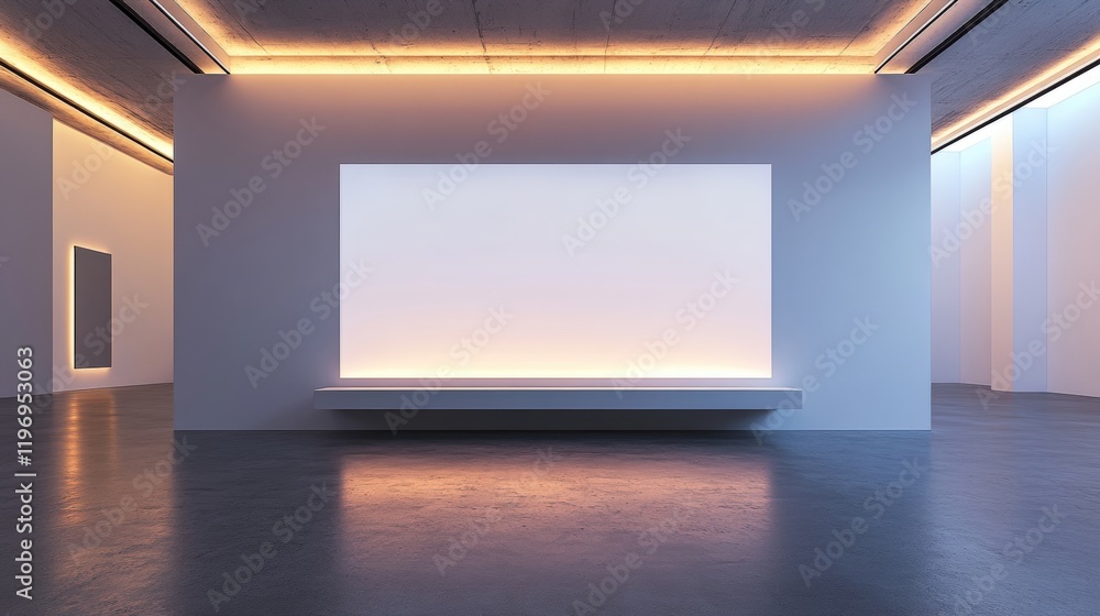 Aufkleber large blank wall in an empty modern art gallery with soft lighting and minimalist design ideal for a