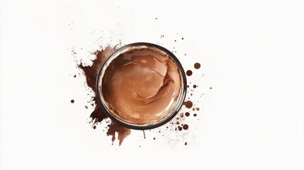 Fototapeta premium Chocolate spread artful composition with splatter on white background for culinary design