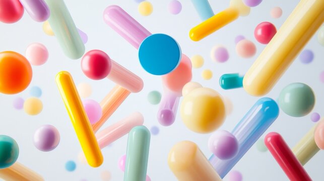 D bars and pie chart graphics in vivid colors, floating in space against a neutral backdrop for a visually impactful design