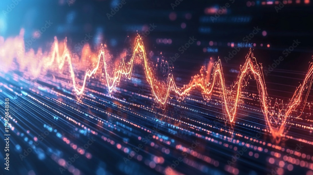 Poster an artistic rendering of heart wave patterns emerging from a heartbeat monitor, incorporating elemen