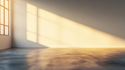 Fototapeta premium Spacious Empty Room with Natural Light from Large Windows Highlighting a Blank Wall Perfect for Creative Showcases and Artistic Presentations