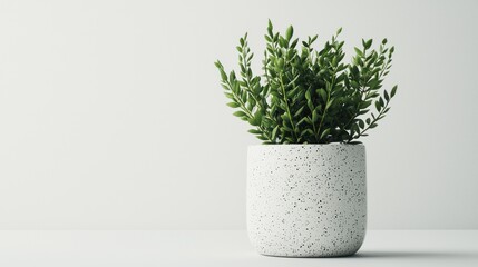 Modern office desk plant arrangement clean minimalist interior realistic composition bright environment aesthetic concept