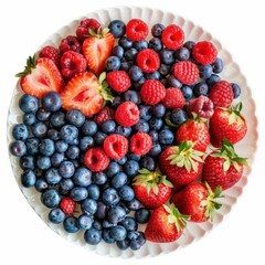 Obraz premium A platter of assorted fresh berries including strawberries, blueberries, and blackberries