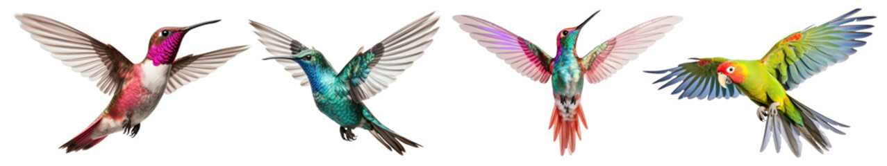 Obraz premium Flying bird animal png cut out element set, transparent background