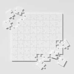 Jigsaw puzzle mockup. 3D rendering