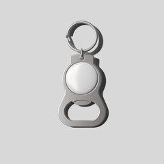 Keychain metal bottle opener top view mockup. 3D rendering