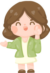 happy young woman teacher teaching at school . employee presenting project. short hair woman Online tutor character illustration. professor at university 