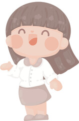 happy young woman teacher teaching at school . employee presenting project. Online tutor character illustration. professor at university  