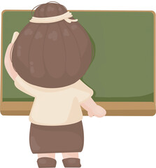 senior teacher teaching at school writing blackboard. employee presenting project. Online tutor character illustration. professor at university  