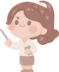 happy young woman teacher teaching at school . employee presenting project. holding book. Online tutor character illustration. professor at university  