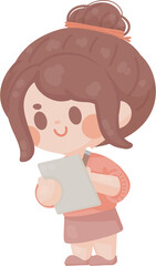 happy teacher teaching at school . employee presenting project. young woman teacher taking attendance classroom. Online tutor character illustration. professor at university  