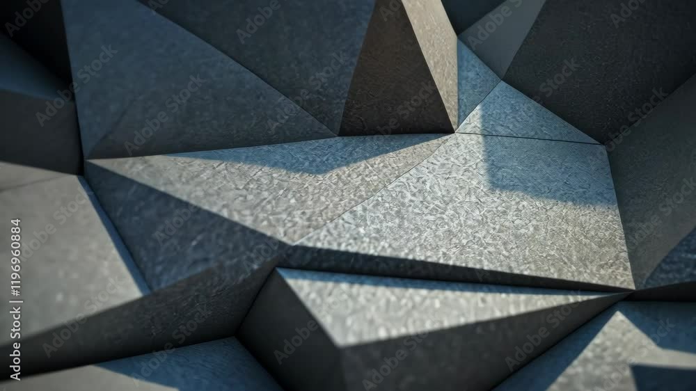 Poster geometric transformation of metallic polygonal surfaces in dynamic motion