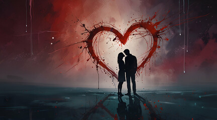 An abstract portrayal of the search for love, highlighting the emotional journey and meaningful connections through symbolic imagery,generative.ai			
