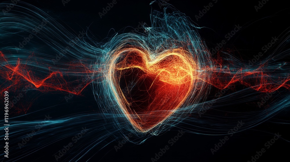 Leinwandbilder a conceptual graphic showing a heart wave merging with sound waves, illustrating the connection betw