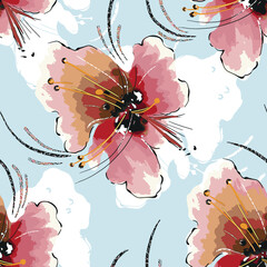 Fototapeta premium abstract an embossed blooming bright flower motif arrangement all - over textile design illustration digital image printing factory
