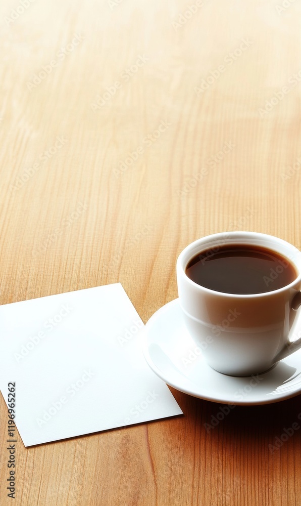 Aufkleber cozy coffee cup with an empty space for text on a warm wooden table in a quiet setting. generative a