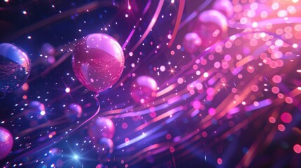 Obraz premium Enchanted Balloon Galaxy: A Celestial Celebration of Pink and Purple Hues