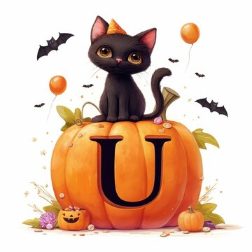 black cat pumpkin halloween party clip art preview