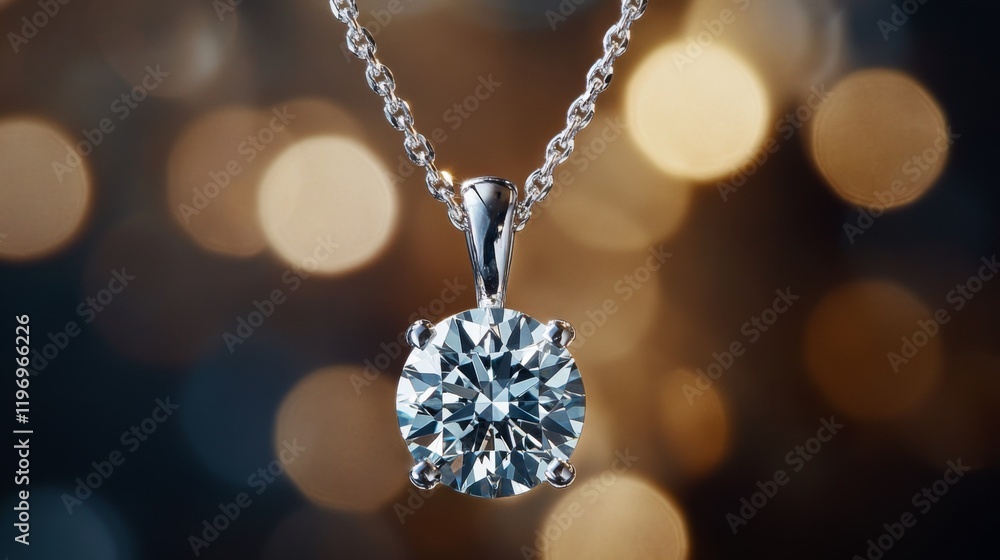 Poster A macro shot of a diamond pendant catching light, with reflections dancing around it, creating a captivating and luxurious effect