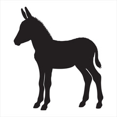Obraz premium Donkey standing silhouette vector illustration, Catalan donkey animal clipart Design 