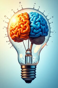 Creative Brain Light Bulb Exploding with Innovation and Colorful Energy