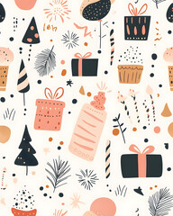 Luxurious and playful birthday celebration scenes and card