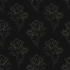 Elegant magnolia pattern design for textile and wrapping paper production